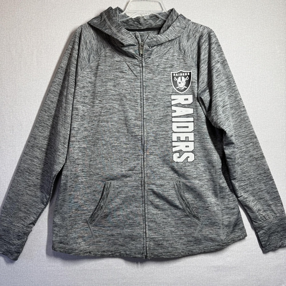 Las Vegas Raiders Jacket‎ Womens XL Gray NFL Football Team Apparel Hooded Zip